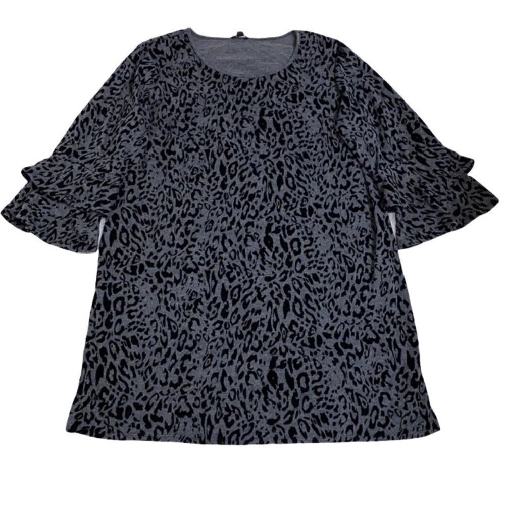 Tacera Ruffle Bell Sleeve Dress(Size 3X)
